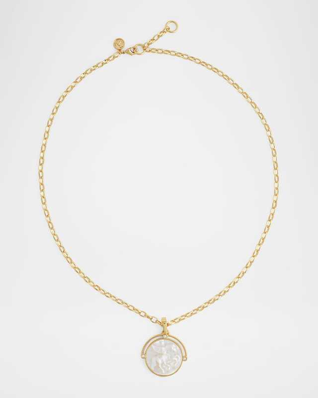 Pegasus Mother-of-Pearl Coin Pendant Necklace